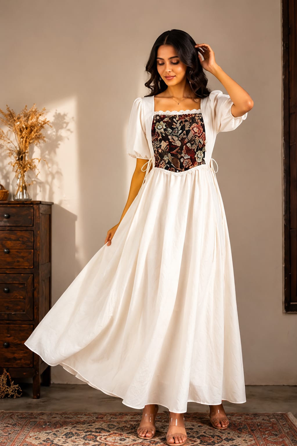 Elara Floral Corset Maxi Dress