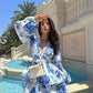 Blue Floral Short Dress