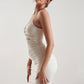 FOCUS ON ME Cut Out Ruched Mini Dress in Ivory