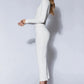 CALI Scoop Neck Long Sleeve Midi Dress in ivory