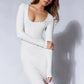 CALI Scoop Neck Long Sleeve Midi Dress in ivory