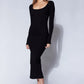 CALI Scoop Neck Long Sleeve Midi Dress in ivory