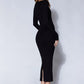 CALI Scoop Neck Long Sleeve Midi Dress in ivory