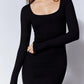 CALI Scoop Neck Long Sleeve Midi Dress in ivory