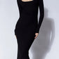 CALI Scoop Neck Long Sleeve Midi Dress in ivory