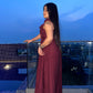 DRESZA Wine Ruffle Strap Tiered Maxi Dress for Women | Elegant Flowy Summer Dress