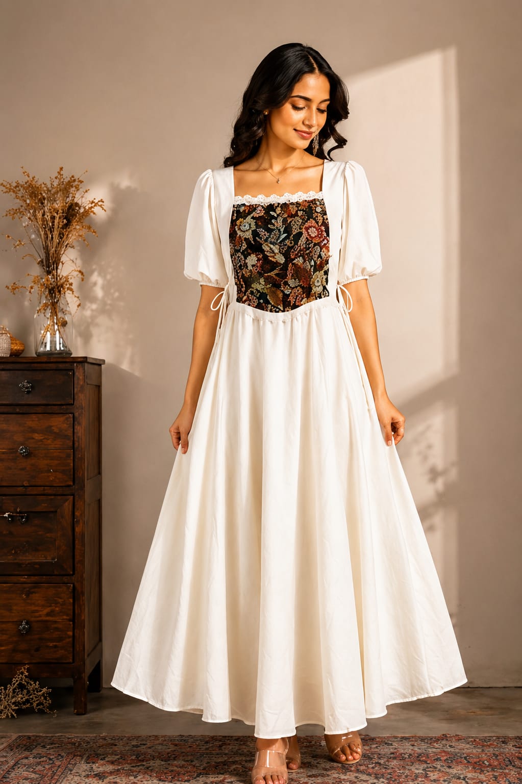 Elara Floral Corset Maxi Dress
