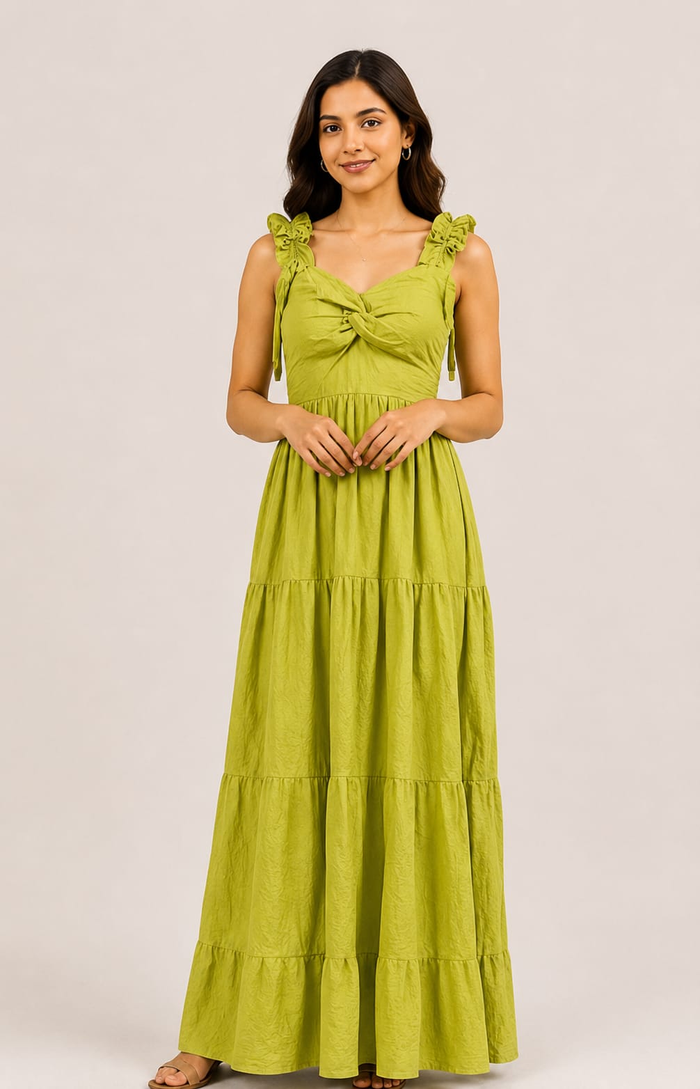 Olive Bloom Tiered Maxi Dress