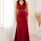 Ruby Blossom Satin Maxi Dress