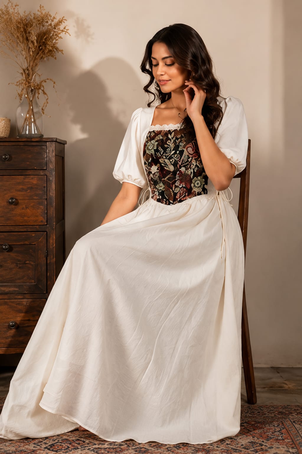 Elara Floral Corset Maxi Dress