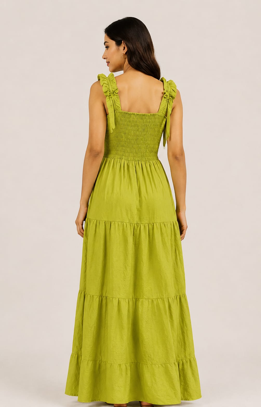 Olive Bloom Tiered Maxi Dress