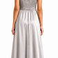 Celeste Floral Shoulder Satin Maxi Gown