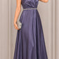 Celeste Floral Shoulder Satin Maxi Gown
