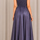 Celeste Floral Shoulder Satin Maxi Gown