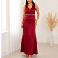 Ruby Blossom Satin Maxi Dress