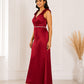 Ruby Blossom Satin Maxi Dress