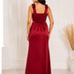 Ruby Blossom Satin Maxi Dress
