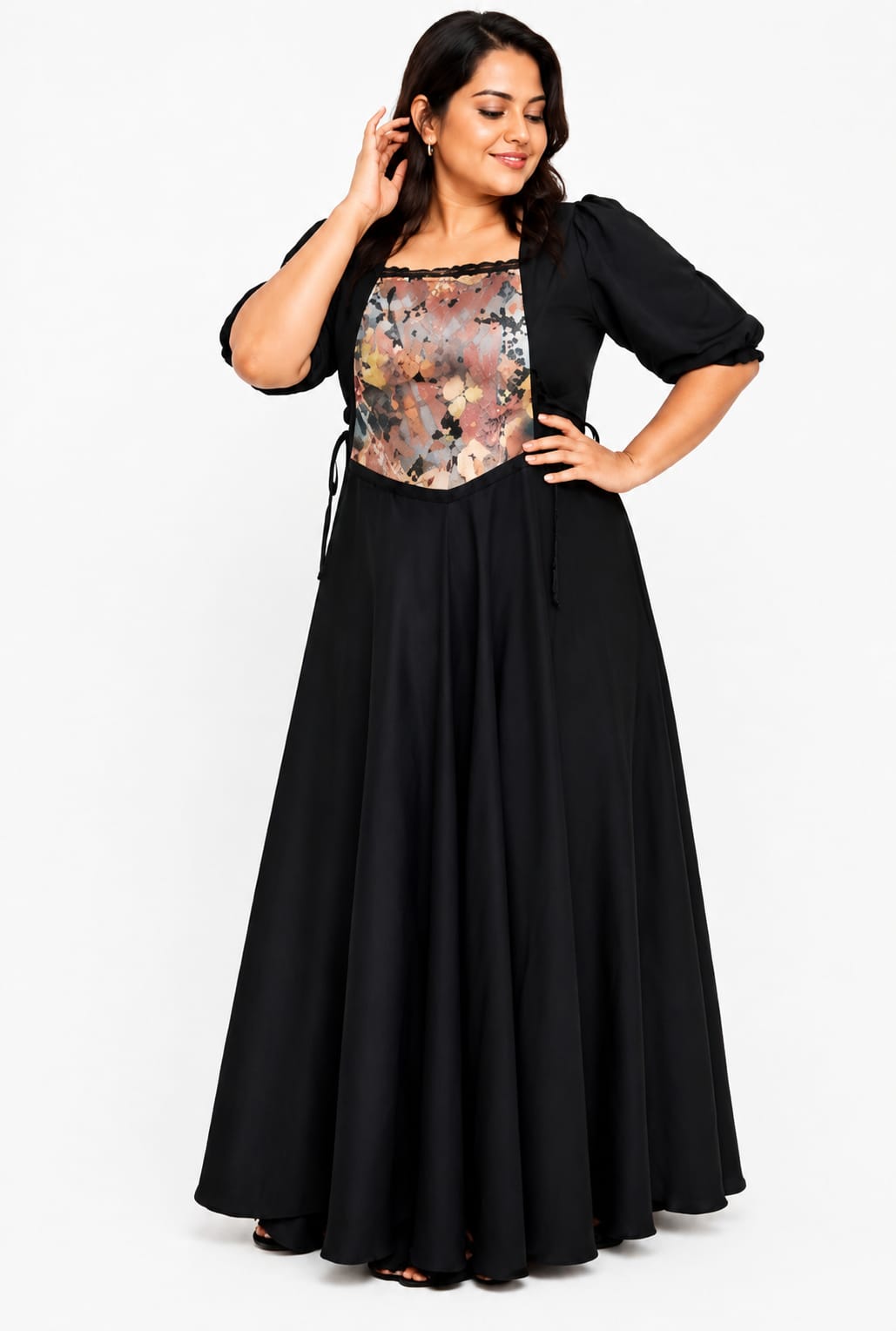 Elara Floral Corset Maxi Dress