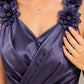 Celeste Floral Shoulder Satin Maxi Gown