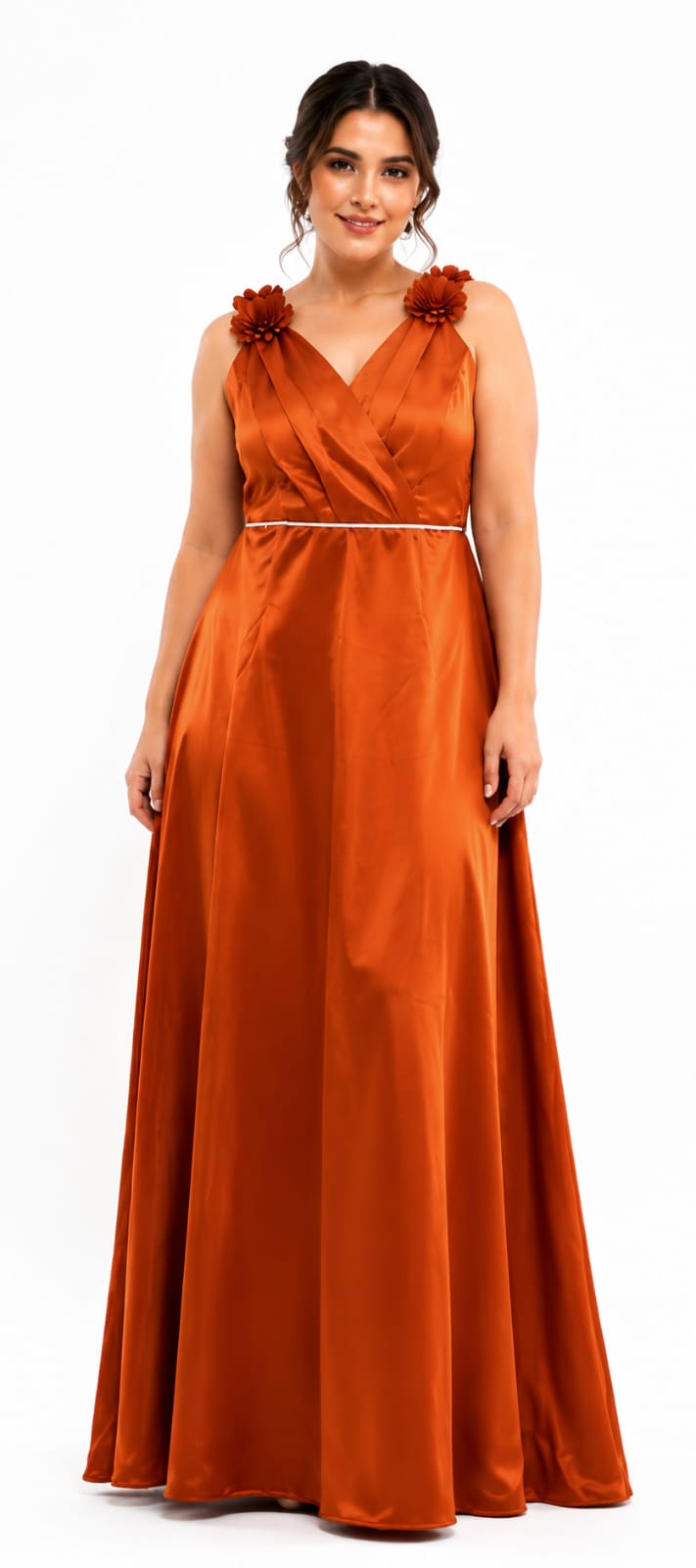 Celeste Floral Shoulder Satin Maxi Gown