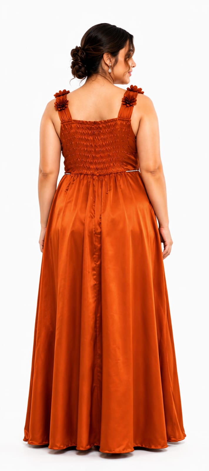 Celeste Floral Shoulder Satin Maxi Gown