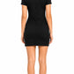 Black Ruched Button Front Shirt Collar Bodycon Mini Dress