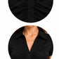 Black Ruched Button Front Shirt Collar Bodycon Mini Dress
