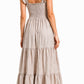 DRESZA Wine Ruffle Strap Tiered Maxi Dress for Women | Elegant Flowy Summer Dress