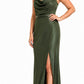 Dusty Mauve Satin Cowl Neck Maxi Dress