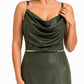 Dusty Mauve Satin Cowl Neck Maxi Dress