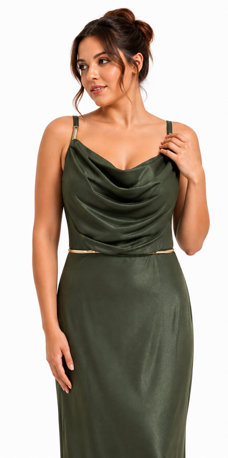 Dusty Mauve Satin Cowl Neck Maxi Dress